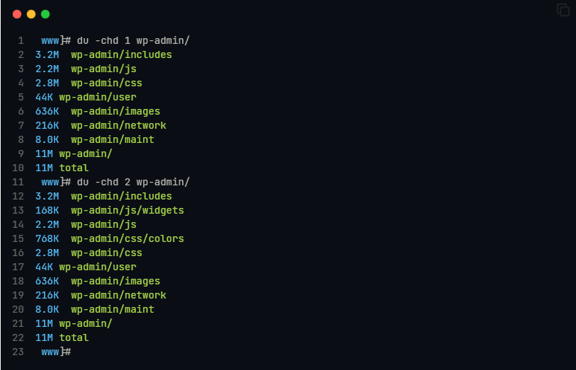 du 명령어 -chd N 옵션