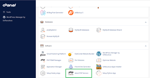 FastComet php Select PHP Version(cPanel)