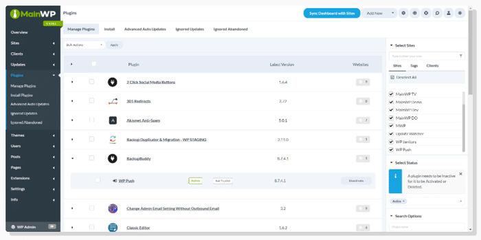 MainWP Dashboard 플러그인 3 MainWP Dashboard 플러그인 및 테마 관리
