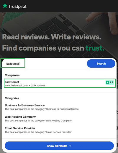 TrustPilot(트러스트파일럿):글로벌 리뷰 사이트 2 트러스트파일럿(Trustpilot) FastComet