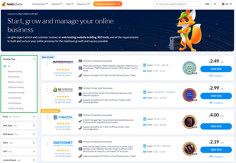 HostAdvice research-호스팅 업체 TOP 10을 찾기 위한 리뷰 사이트 2 해외 호스팅 업체 순위 From HostAdvice