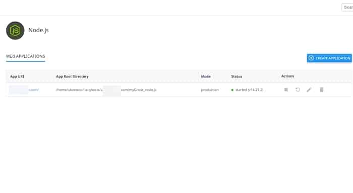 Ghost CMS에 cPanel Nodejs 설치 및 관리 방법 5 cPanel nodejs 목록 보기