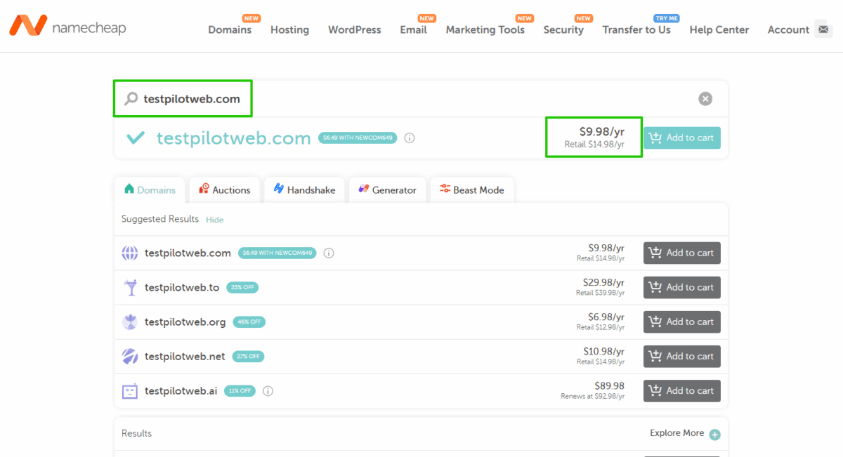네임칩 도메인 구매2 [testpilotweb.com]