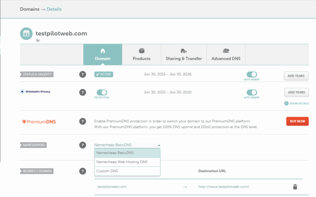 네임칩 도메인 연결 설정[testpilotweb.com]_DNS 설정 3