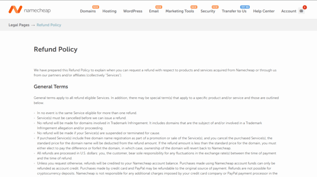 네임칩 환불 정책(영어)