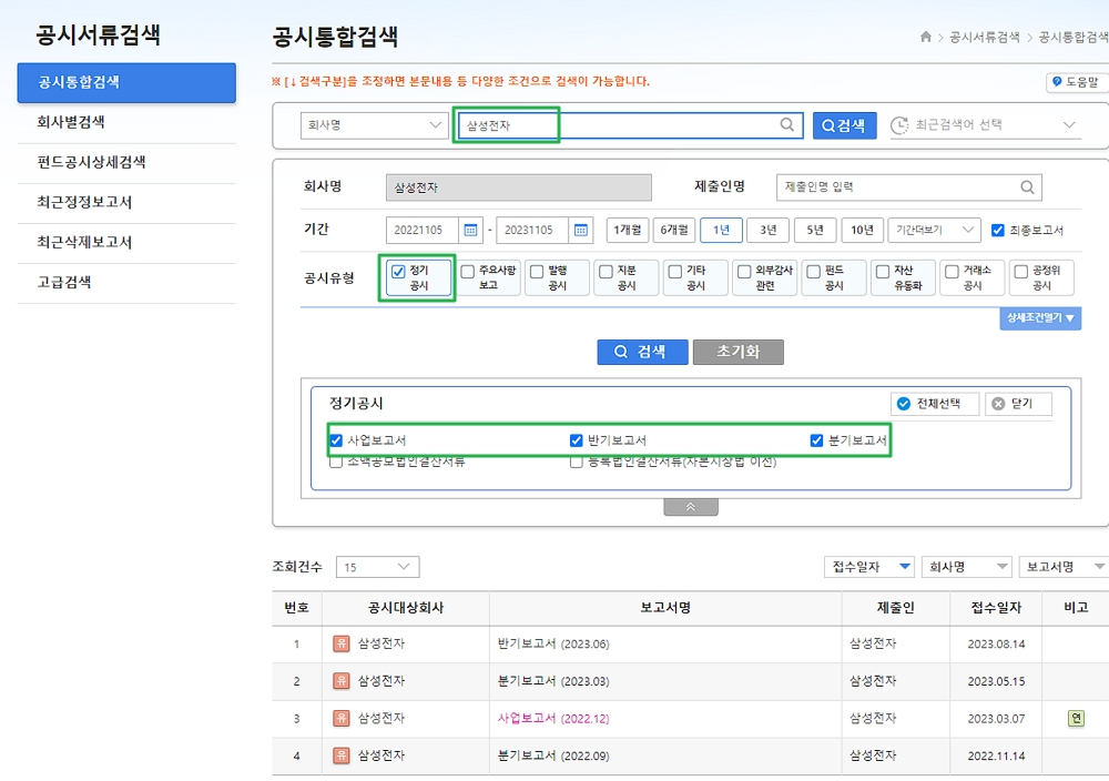 재무제표 주석이 필요한 이유와 주석 찾는 방법 2 전자공시시스템 DART에서 공시통합검색 > 삼성전자