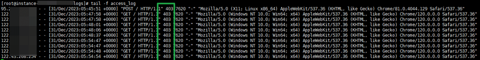 사이트에 연결할 수 없음 > tail -f access_log[기본 403 에러]