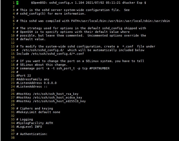 리눅스 SSH 정의 및 기본 설정 2 리눅스 sshd_config 파일