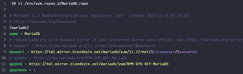 MariaDB-yum 저장소 설정 내용