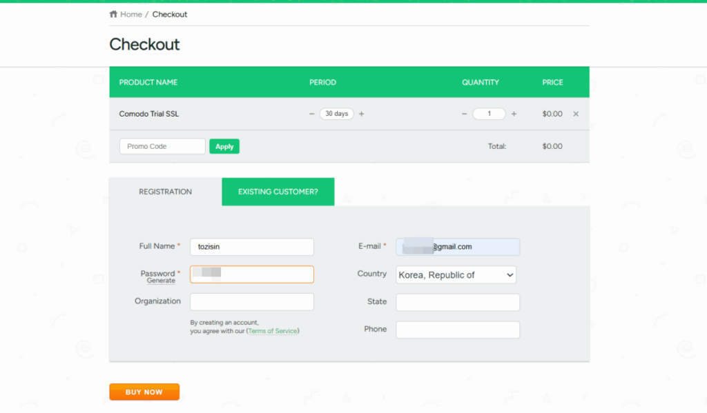 SSL 인증서 설치(Sectigo) 2 30일 Free SSL 설치_신청하기_COMODO