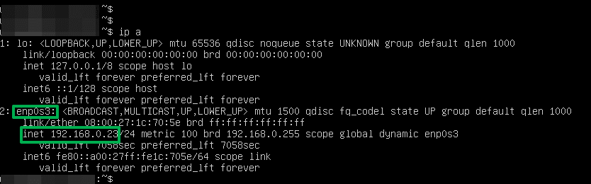 Oracle VitualBox_SSH 프로그램으로 접속을 위한 네트워크 확인_ip a