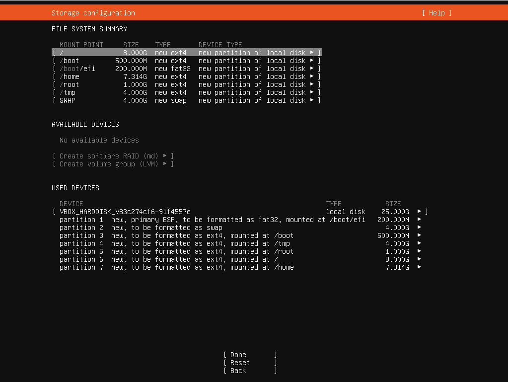 Oracle VitualBox_우분투 설치_스토리지 구성_파티션 설정_기본 디바이스 설정