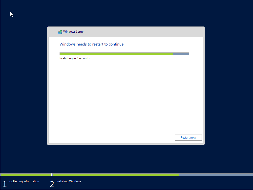 VirtualBox 윈도우 2016 서버 설치 | 한국 언어팩 변경 9 virtualbox 윈도우 2016 서버 설치 8_설치 후 재시작