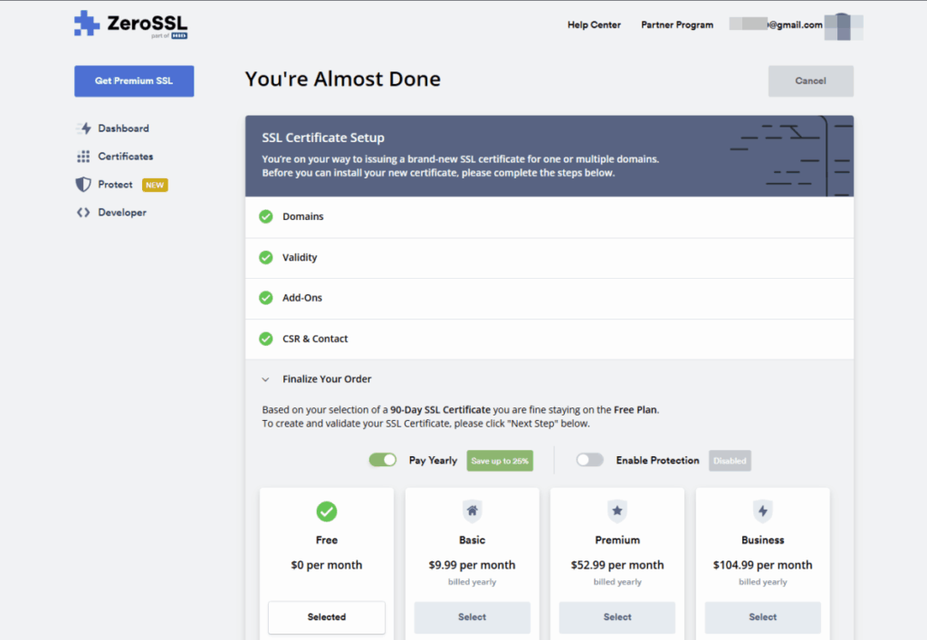 Nginx SSL 설치-Free 30일 신청 3