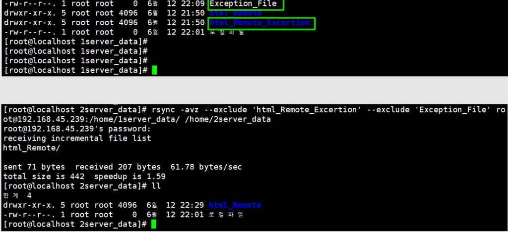 Rsync 명령어: 옵션 | 사용 예시 3 rsync 명령어_원격에서 로컬_특정 파일 및 디렉토리 제외