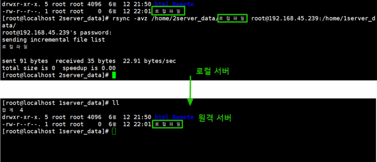 rsync 명령어_로컬에서 원격으로 보내기.