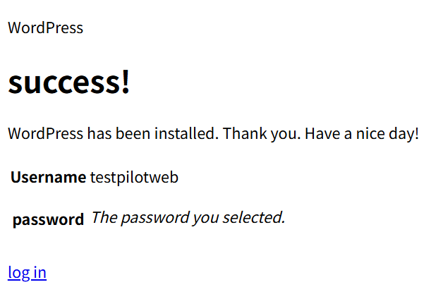 Installing WordPress: Two Ways to Upload It to a Linux Server, with wget and with FTP, and the Web Setup 10 WordPress install completion screen: the Success message and the Log In link