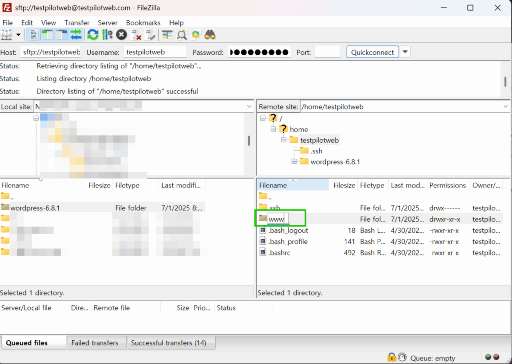 리눅스 서버에 워드프레스 설치하는 두 가지 방법: FTP vs wget 4 워드프레스 설치_FTP 3