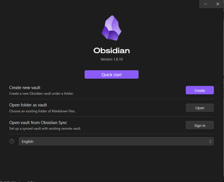 Obsidian 설치3_첫 실행_언어 선택(한국어) 확인