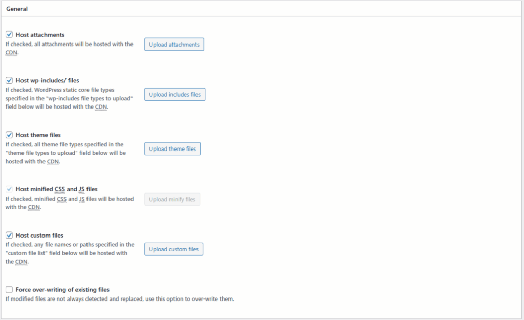W3TC CDN 고급 설정_일반[영어]