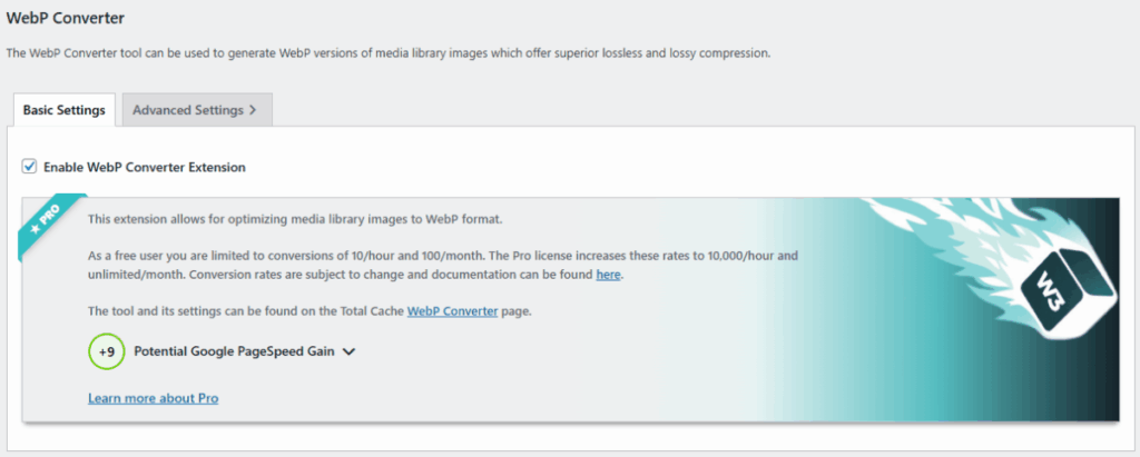 W3TC WebP 변환기[영어]