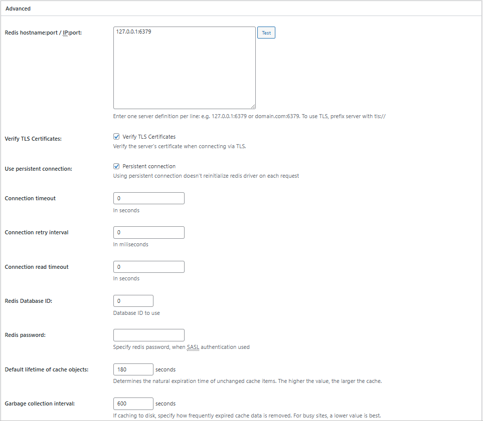 W3TC 객체(Object) 캐시_고급 설정 1[영어]