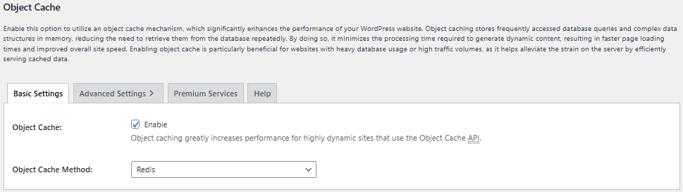 W3TC 객체(Object) 캐시_기본 설정[영어]