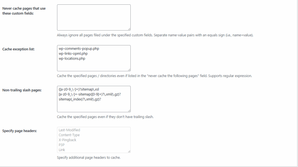 W3TC 페이지 캐시_고급_고급 설정 3[영어]