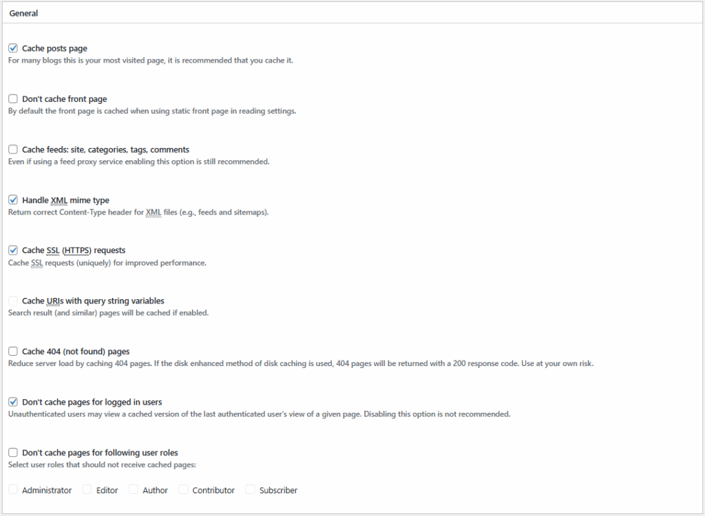 W3TC 페이지 캐시_고급_일반[영어]