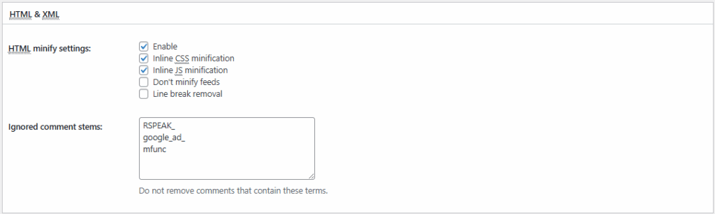 W3TC 페이지 캐시[고급 설정2]_HTML 및 XML[영어]