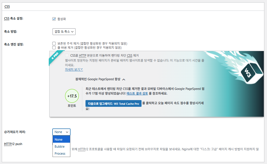 W3TC 페이지 캐시[고급 설정4]_CSS