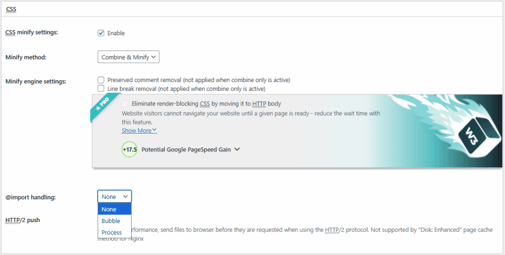 W3TC 페이지 캐시[고급 설정4]_CSS[영어]