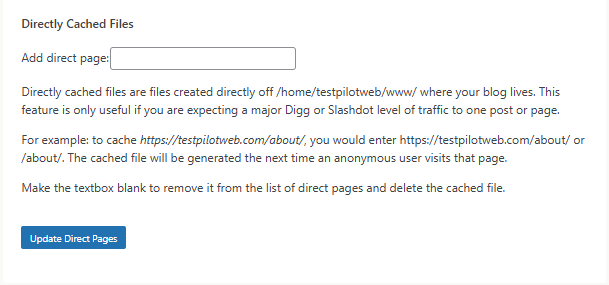 WP Super Cache 플러그인_고급 설정10 직접 캐시된 파일[영어]