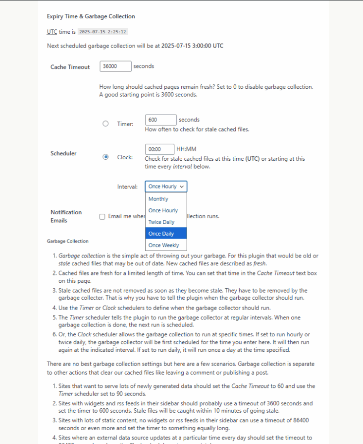 WP Super Cache 플러그인_고급 설정4 정크 파일__[영어]