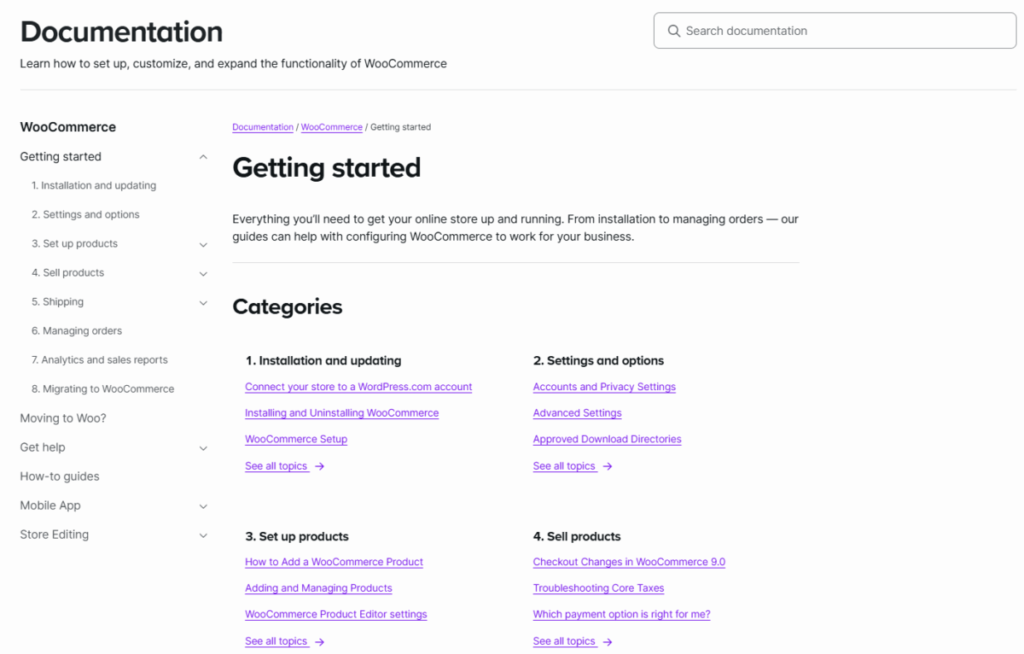 WooCommerce 설치 및 설정 | 전자상거래는 워드프레스 우커머스 플러그인으로 시작하는 이유 16 우커머스 시작하기 - 비치된 서류들 페이지