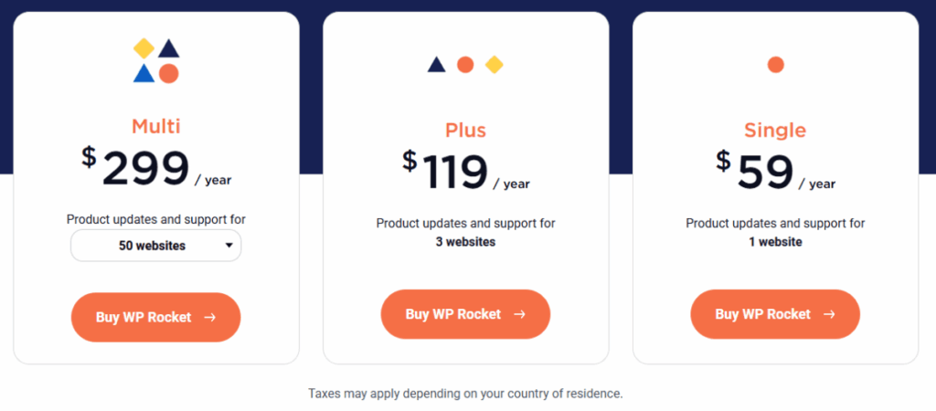워드프레스 캐시 플러그인 WP Rocket 속도 테스트: 설정 전·후 성능 최적화 비교 분석 6 WP Rocket Pricing - 달러 가격