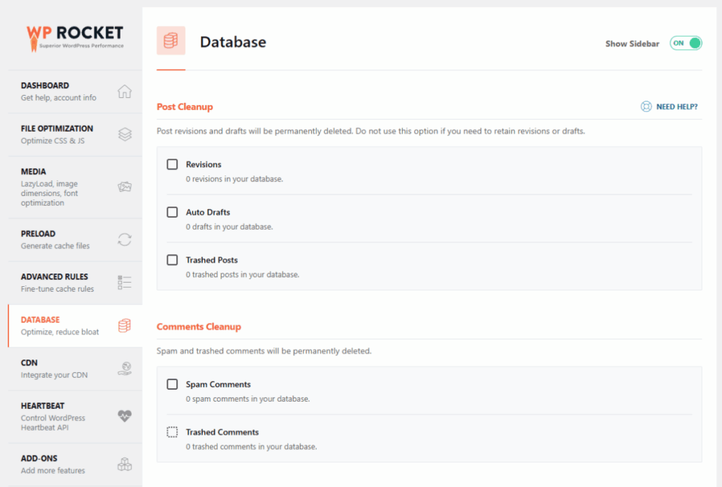 WP Rocket 데이터베이스 1 [영어]