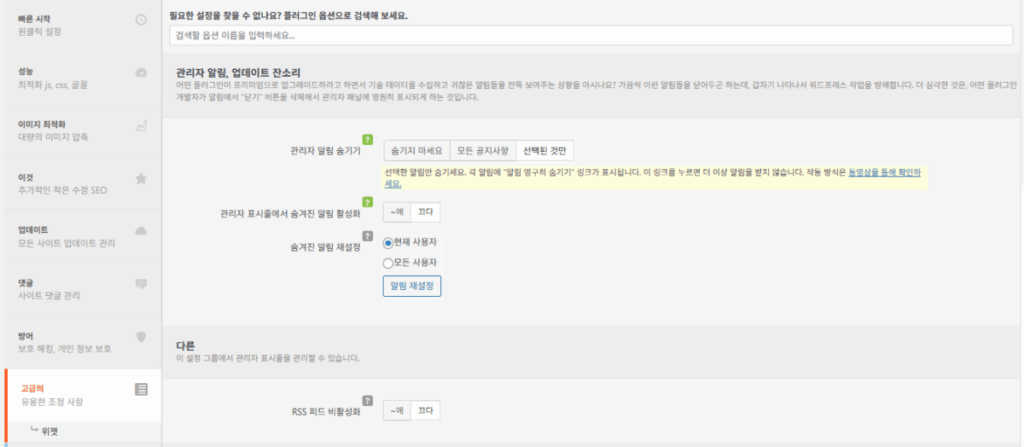 Clearfy 설정 가이드: 워드프레스 성능 최적화 41 Clearfy 설정 - 고급 기능 1