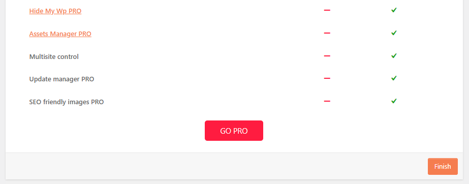 Clearfy Cache: 캐시 그 이상, 워드프레스 최적화에 중점을 둔 플러그인 22 Clearfy 설정 마법사 8 - 무료 vs 유료 버전 비교 2 (영어만)