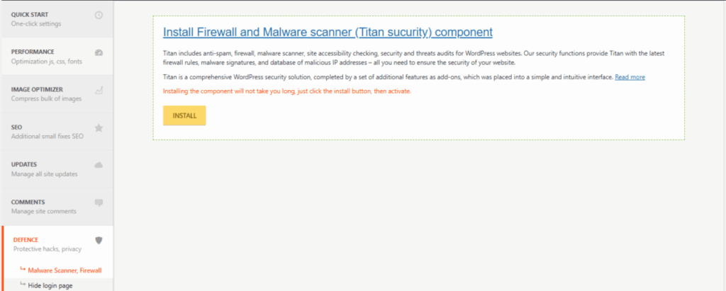 Clearfy 설정 - 보안 기능_Titan 플러그인 설치 안내