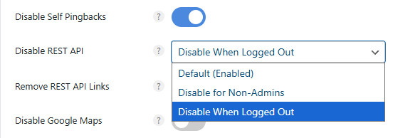 Perfmatters 플러그인 리뷰 & 가이드: 3년 동안 사용한 워드프레스 성능 최적화 설정 방법 140 Perfmatters-Disable REST API