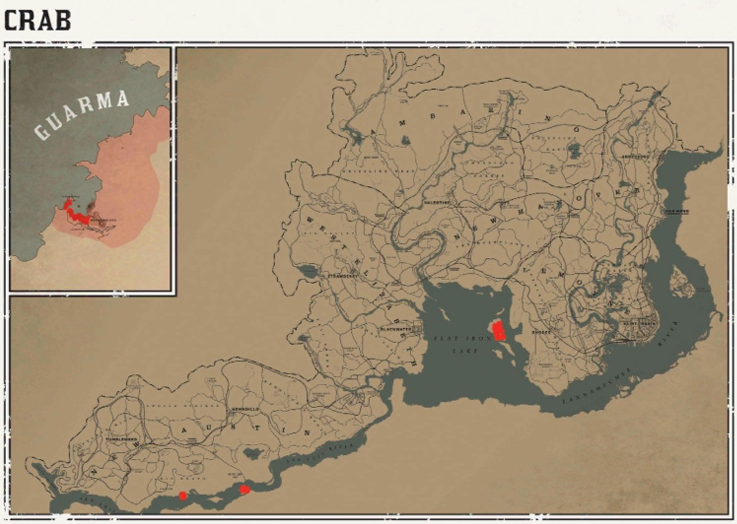 RDR2 動物の場所 79 RDR2 動物の場所マップ – カニ