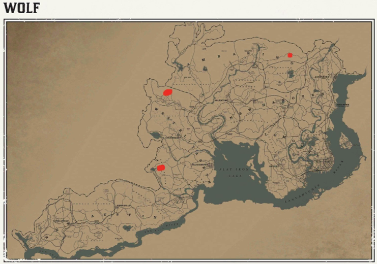 RDR2 動物の場所 10 RDR2 動物の場所マップ – オオカミ