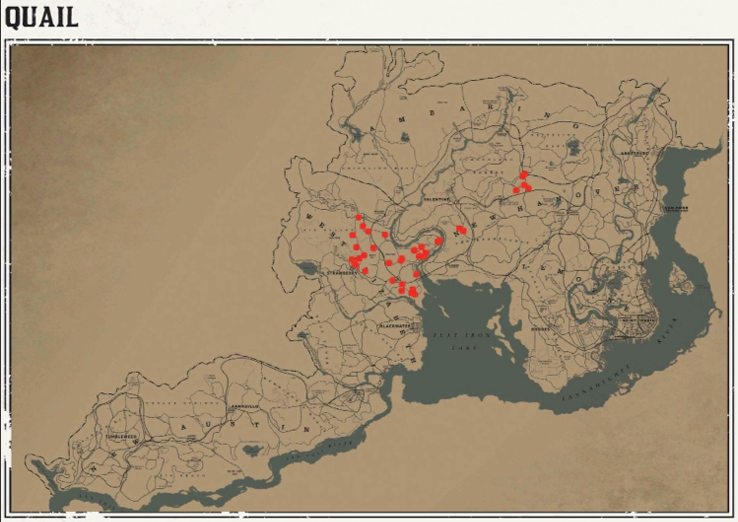 RDR2 動物の場所 69 RDR2 動物の場所マップ – ウズラ