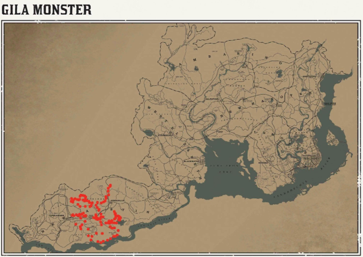 RDR2 動物の場所 76 RDR2 動物の場所マップ – アメリカドクトカゲ