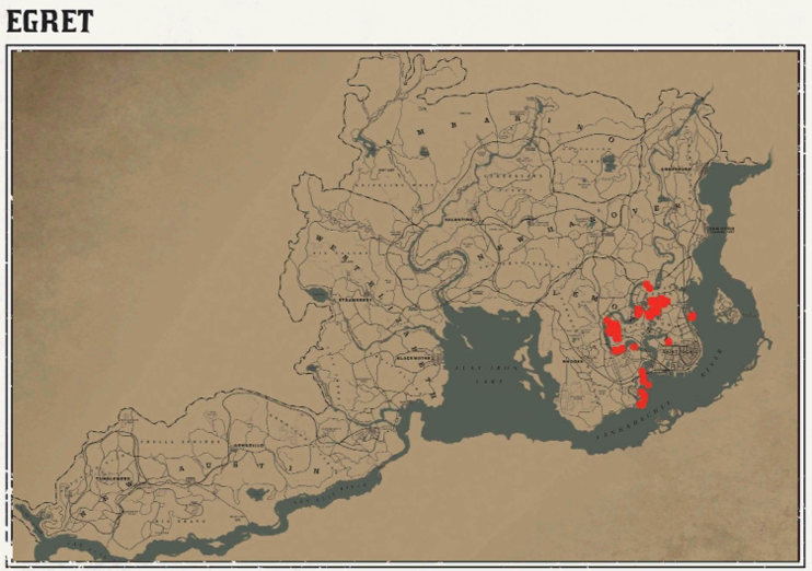 RDR2 動物の場所 45 RDR2 動物の場所マップ – シラサギ