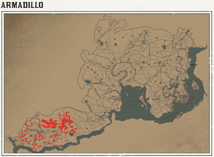 RDR2 動物の場所 35 RDR2 動物の場所マップ – アルマジロ
