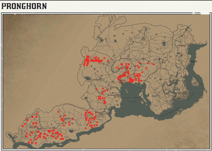 RDR2 動物の場所 17 RDR2 動物の場所マップ – プロングホーン