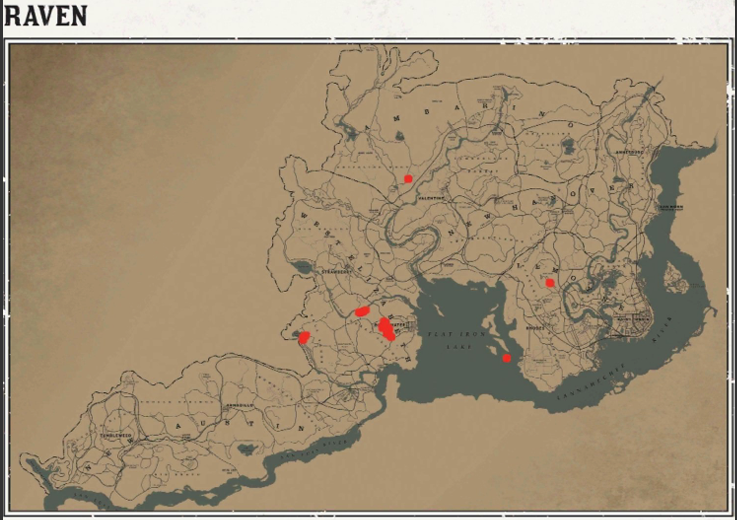 RDR2 動物の場所 64 RDR2 動物の場所マップ – ワタリガラス