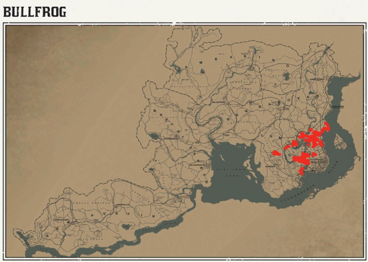 RDR2 動物の場所 77 RDR2 動物の場所マップ – ウシガエル